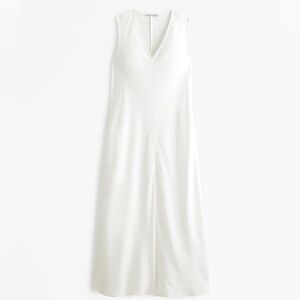 NWT Abercrombie & Fitch Linen Blend V-Neck Column Midi Dress Sz SP